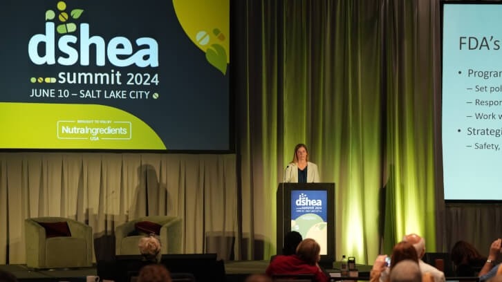 © Dr. Cara Welch, head of the FDA's Office of Dietary Supplement Programs provides a report card on the state of industry at the DSHEA Summit in Salt Lake City on June 10, 2024.